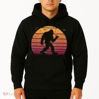 Bigfoot Surfing Beach Vacation Retro Surfboard Surf Shaka Hoodie thumb 2