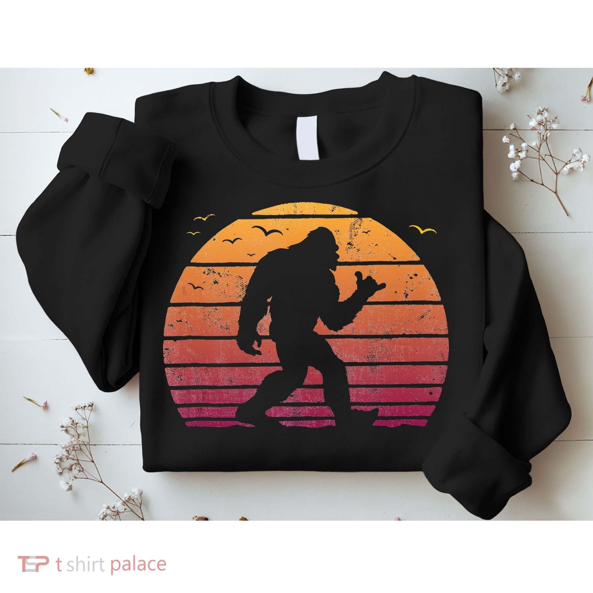 Bigfoot Surfing Beach Vacation Retro Surfboard Surf Shaka Sweatshirt