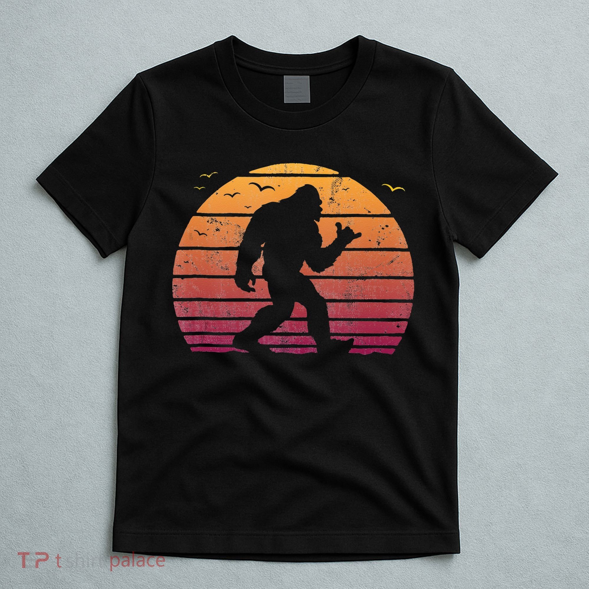 Bigfoot Surfing Beach Vacation Retro Surfboard Surf Shaka T-Shirt