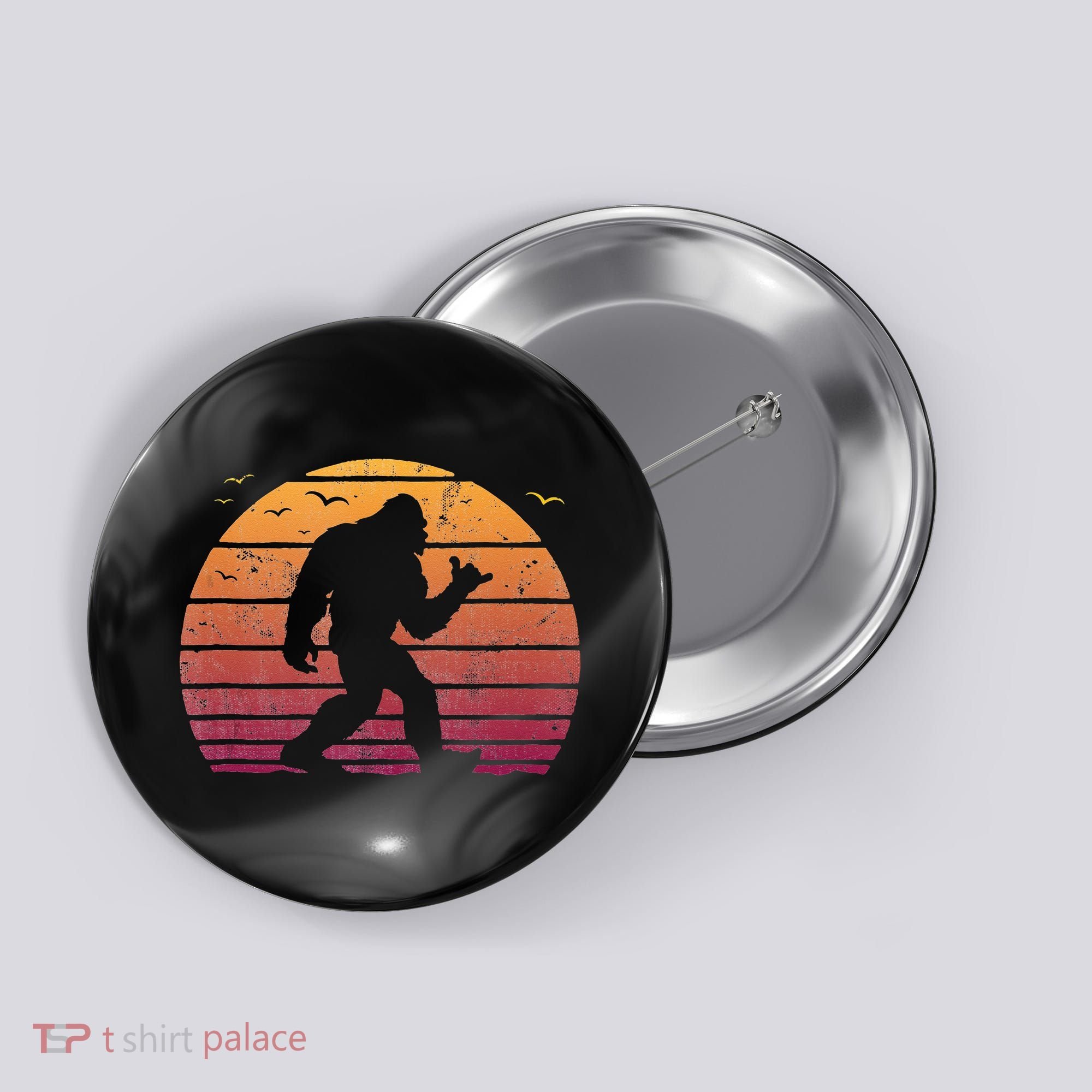 Bigfoot Surfing Beach Vacation Retro Surfboard Surf Shaka Button