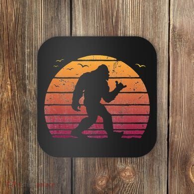 Bigfoot Surfing Beach Vacation Retro Surfboard Surf Shaka Coaster