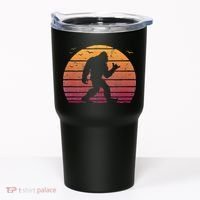 Bigfoot Surfing Beach Vacation Retro Surfboard Surf Shaka Tumbler thumb 0