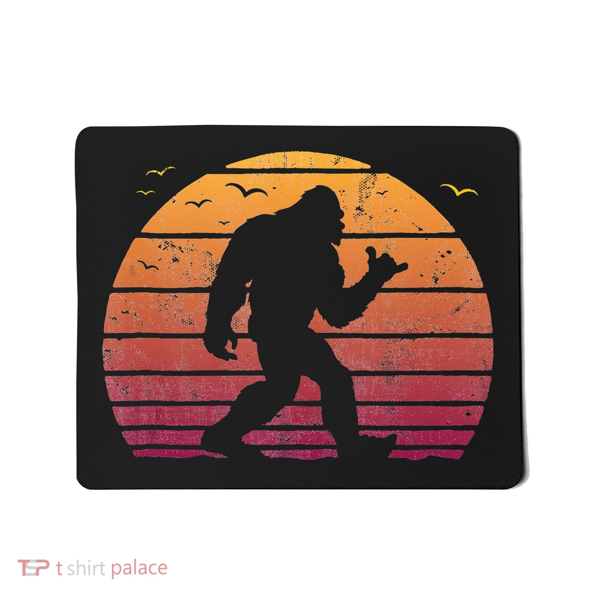 Bigfoot Surfing Beach Vacation Retro Surfboard Surf Shaka Mousepad