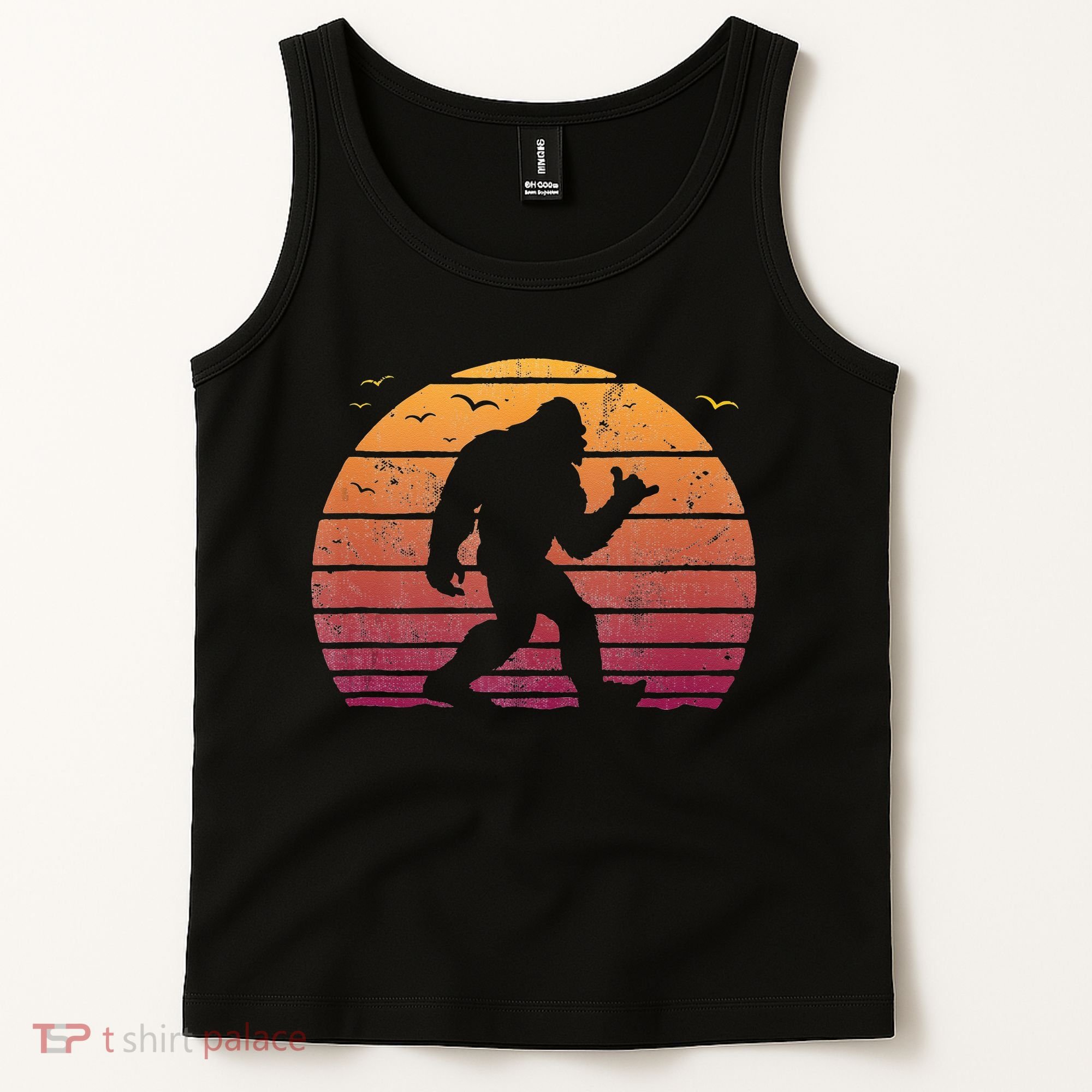 Bigfoot Surfing Beach Vacation Retro Surfboard Surf Shaka Tank Top