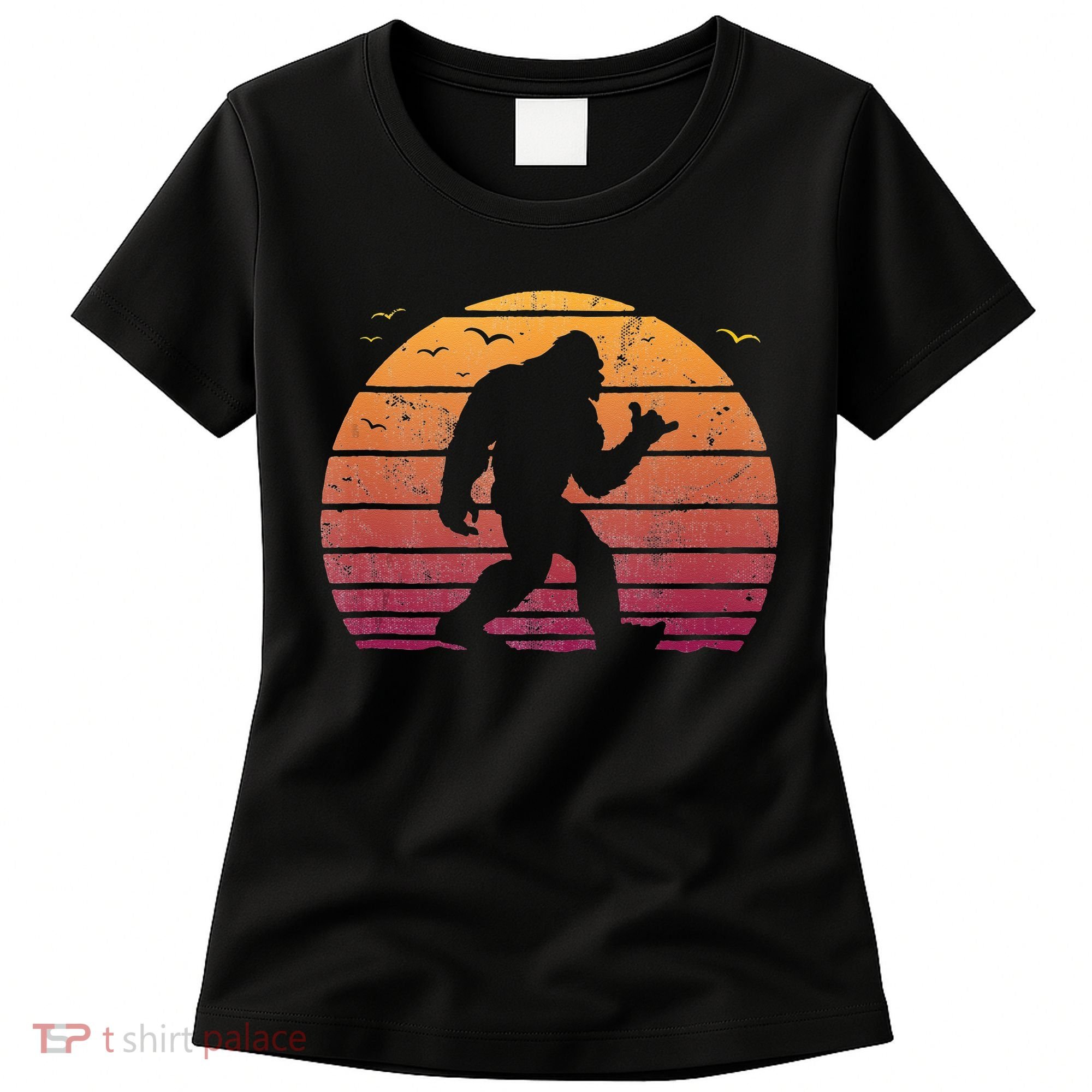 Bigfoot Surfing Beach Vacation Retro Surfboard Surf Shaka Women's T-Shirt
