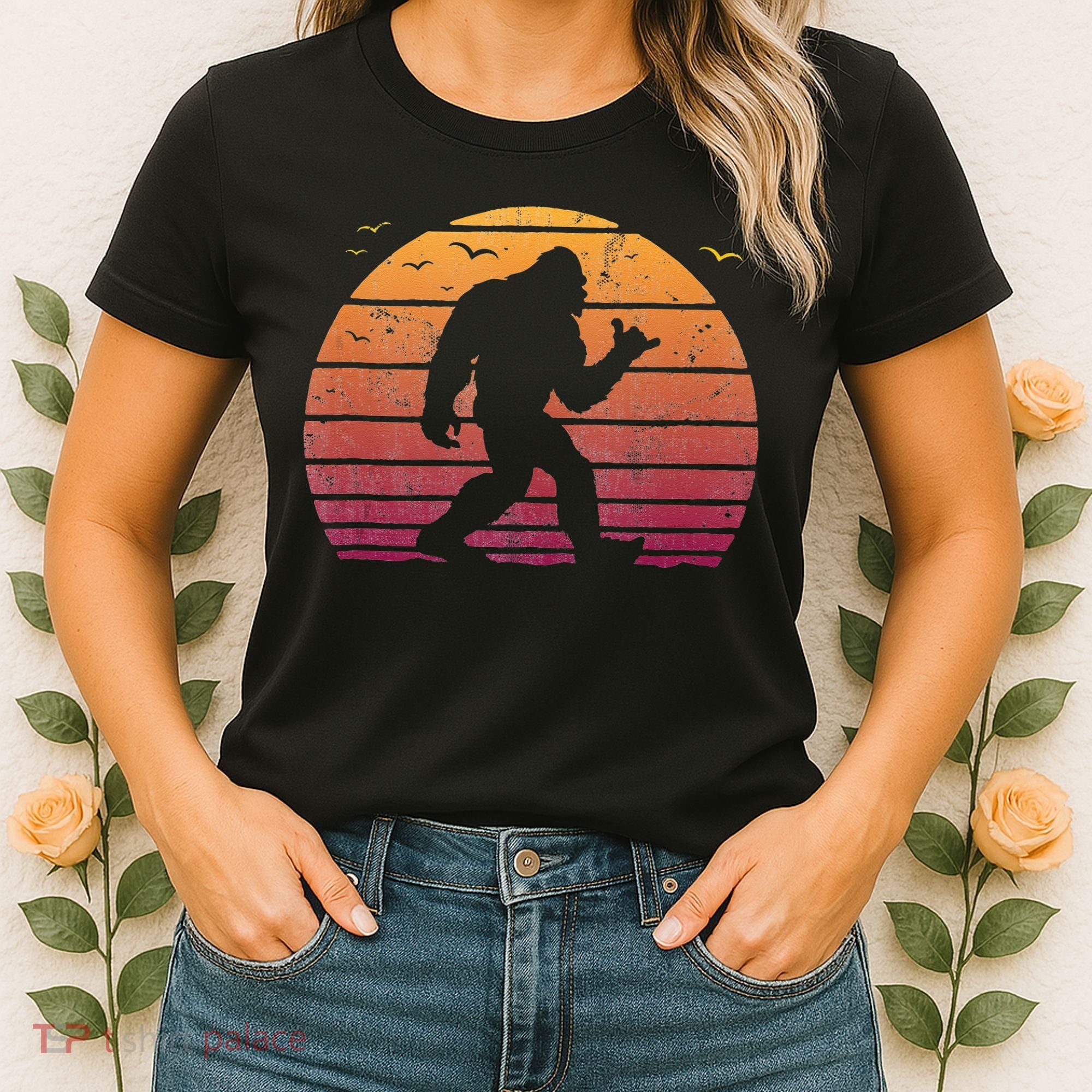 Bigfoot Surfing Beach Vacation Retro Surfboard Surf Shaka Women's T-Shirt
