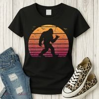 Bigfoot Surfing Beach Vacation Retro Surfboard Surf Shaka Women's T-Shirt thumb 3