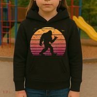 Bigfoot Surfing Beach Vacation Retro Surfboard Surf Shaka Kids Hoodie thumb 3