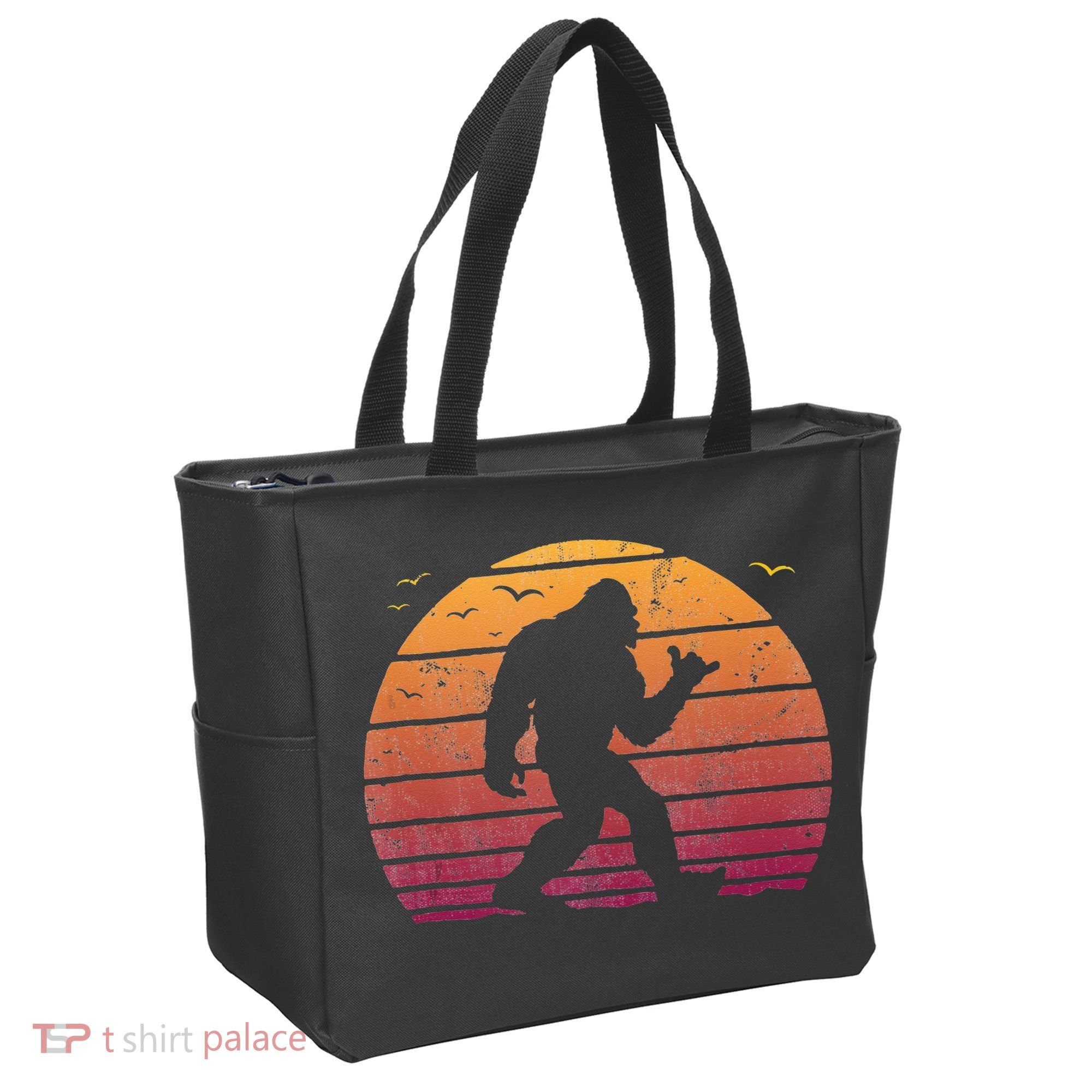 Bigfoot Surfing Beach Vacation Retro Surfboard Surf Shaka Tote Bag