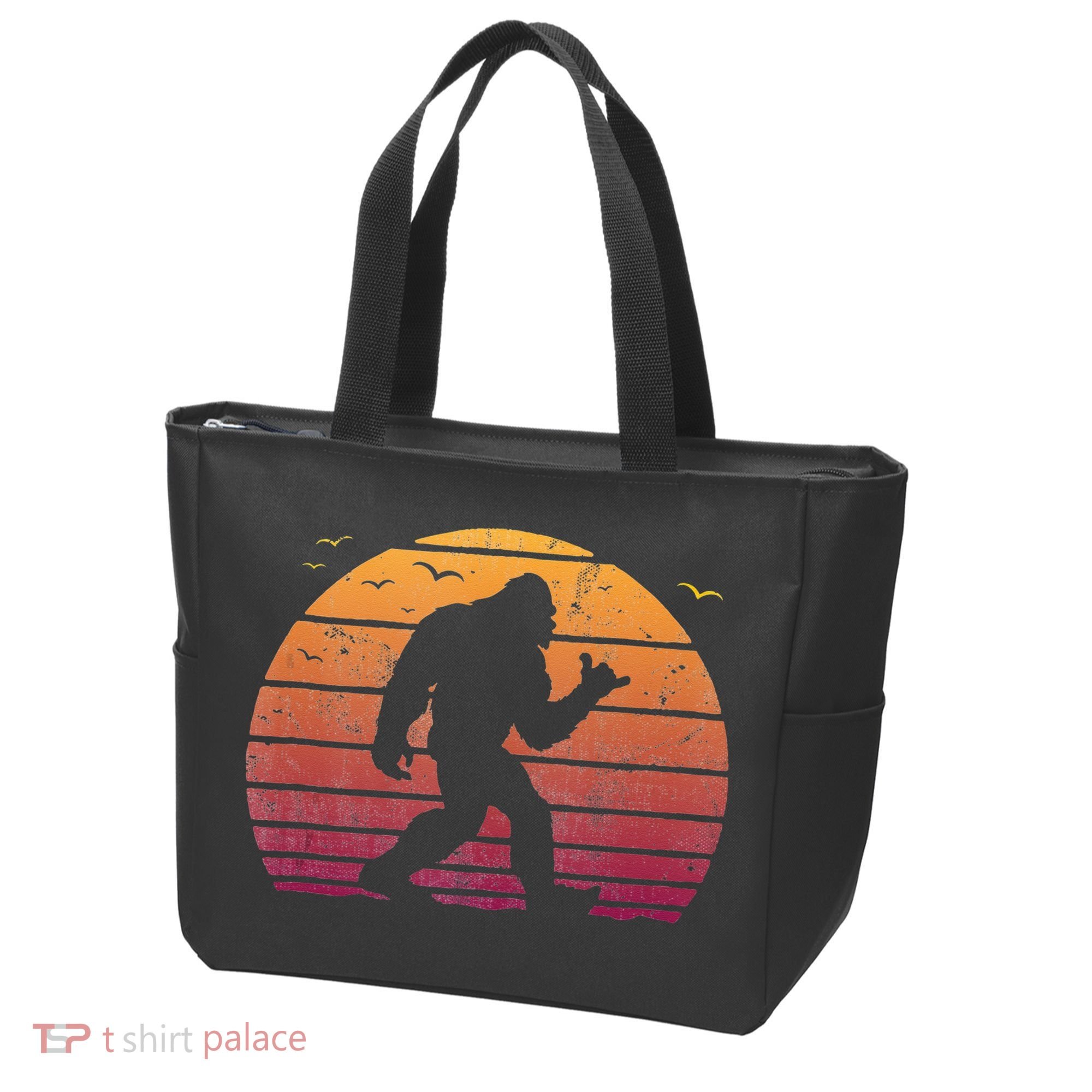 Bigfoot Surfing Beach Vacation Retro Surfboard Surf Shaka Tote Bag