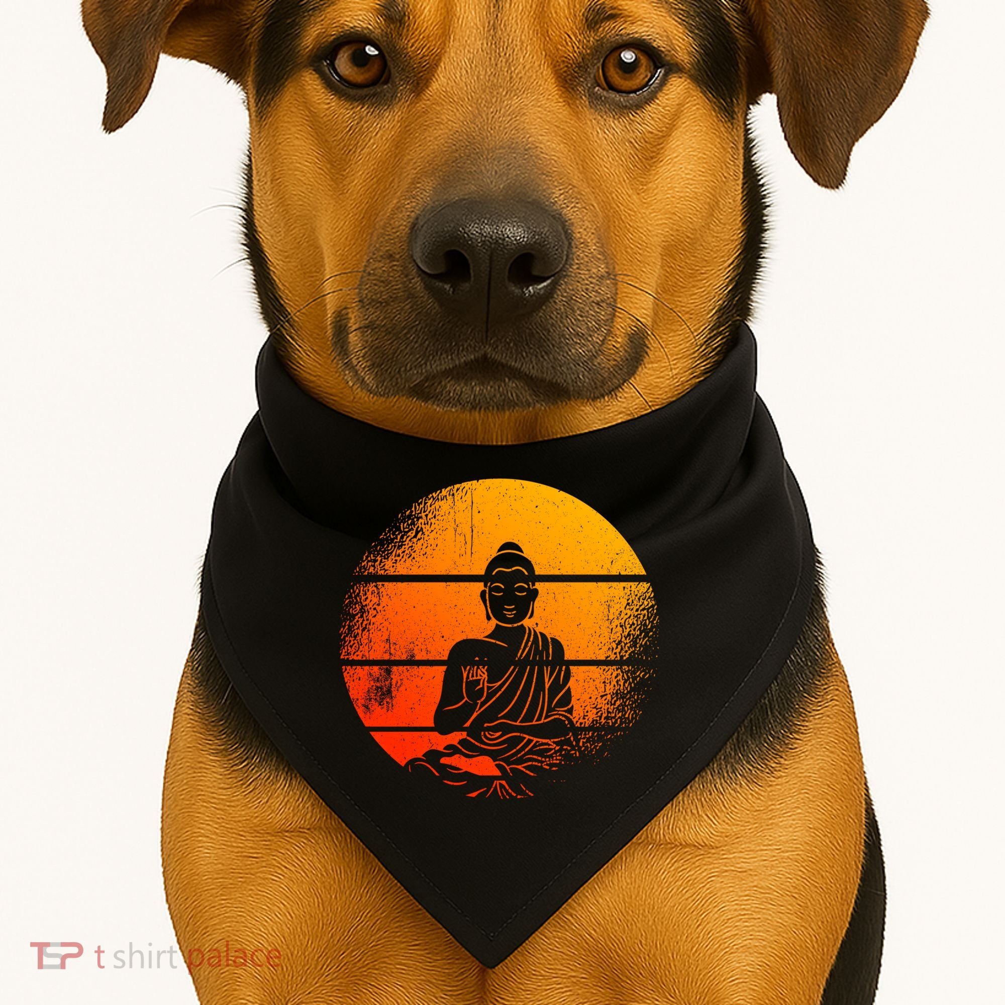 Buddha Statue Buddhist Meditate Sitting Buddha Gift USA-Made Doggie Bandana