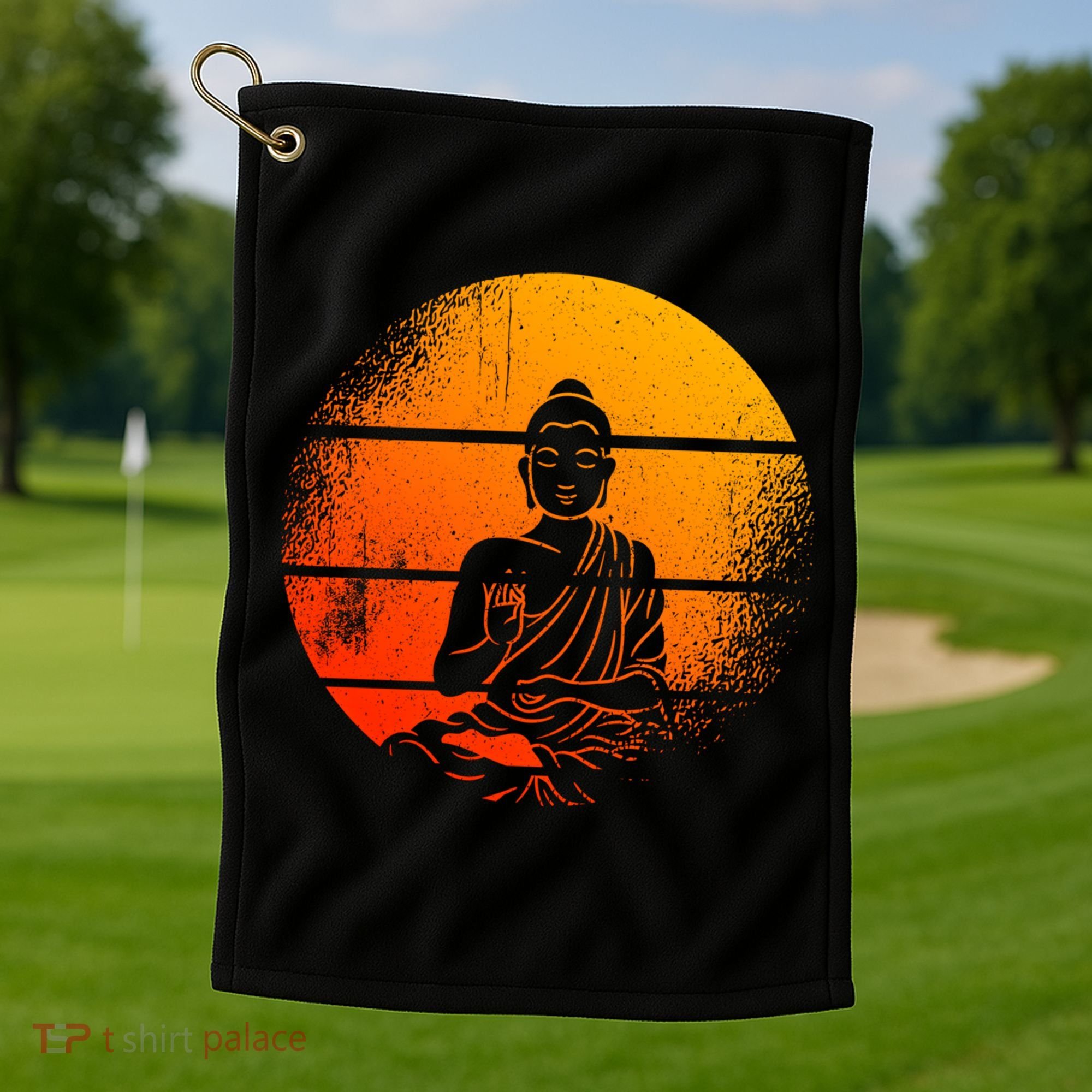 Buddha Statue Buddhist Meditate Sitting Buddha Gift Golf Towel