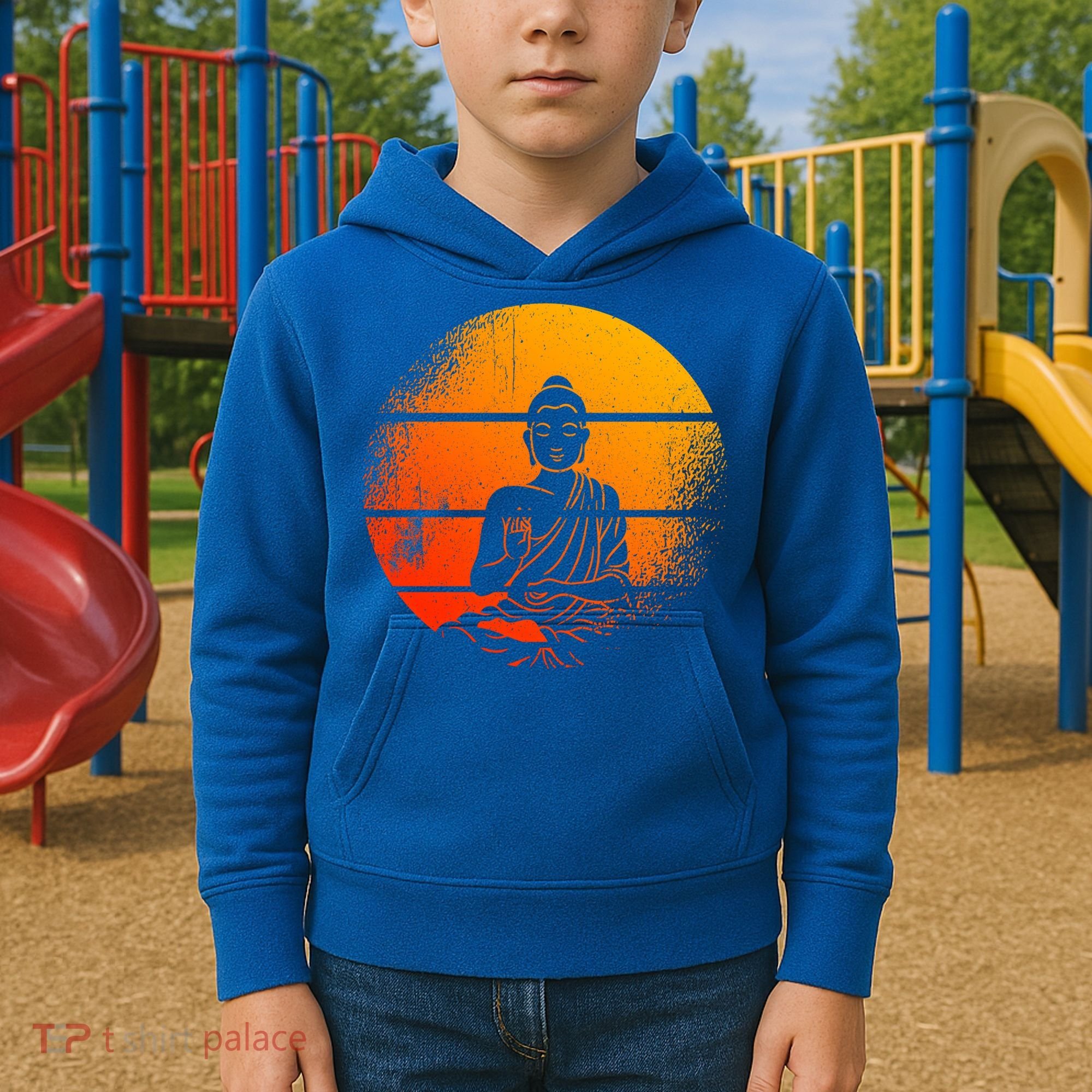 Buddha Statue Buddhist Meditate Sitting Buddha Gift Kids Hoodie