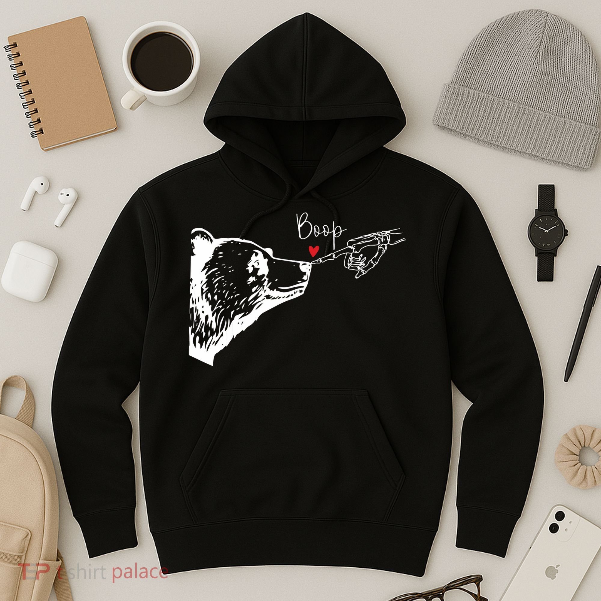 Bear Skeleton Boop Bear Funny Halloween Girl Hoodie