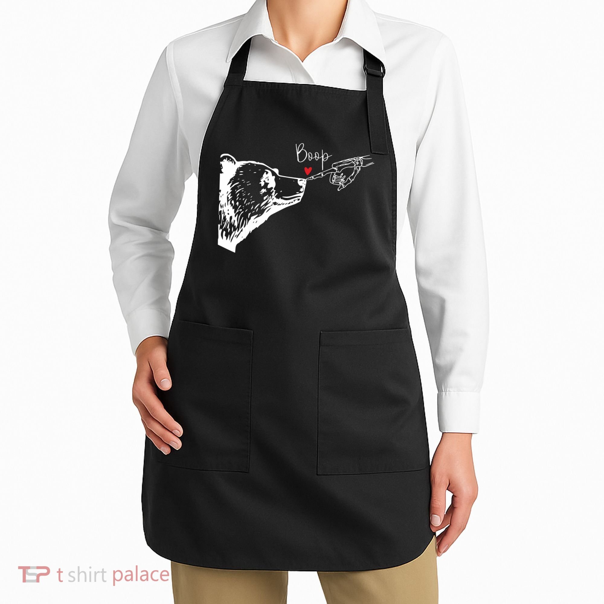 Bear Skeleton Boop Bear Funny Halloween Girl Apron