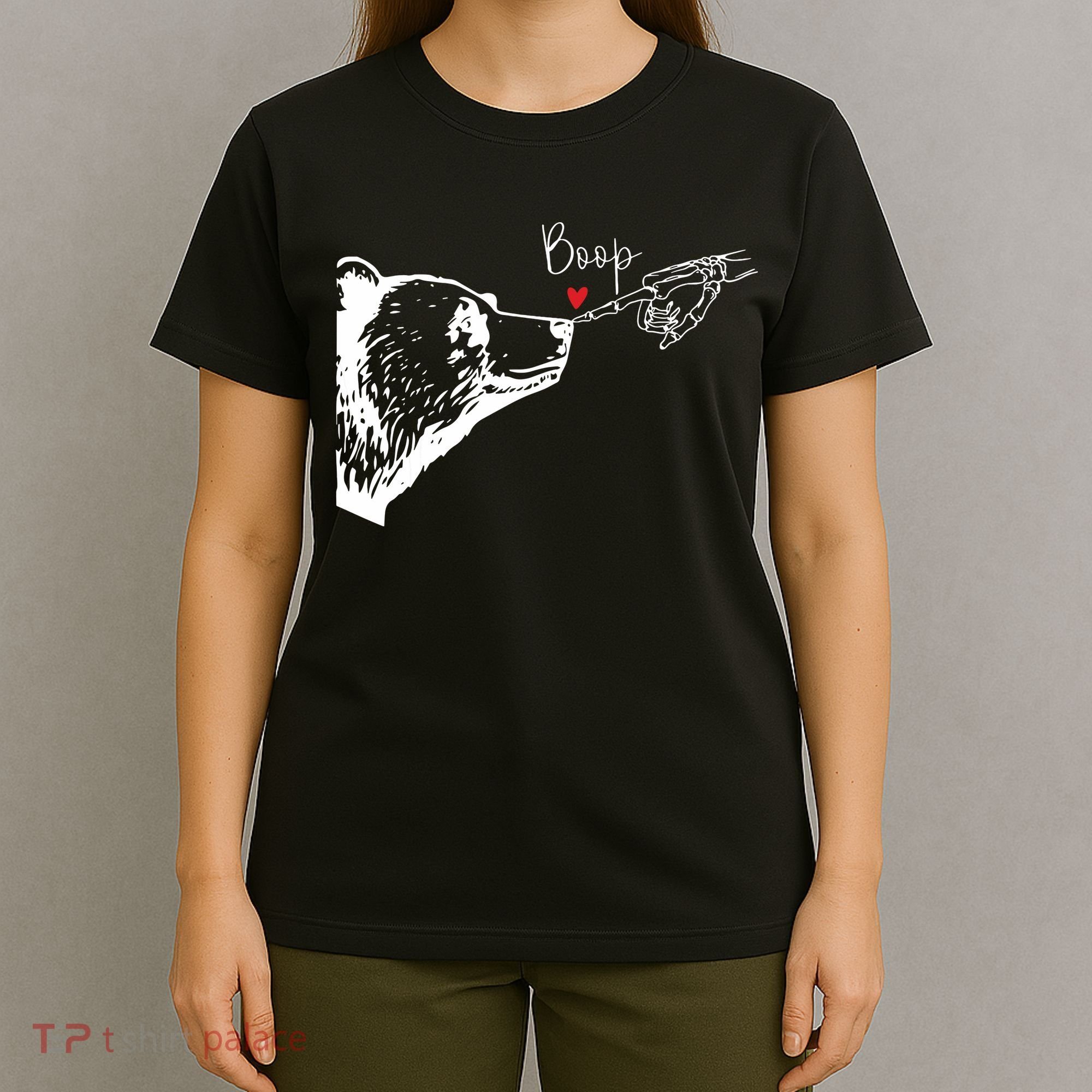 Bear Skeleton Boop Bear Funny Halloween Girl T-Shirt