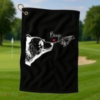 Bear Skeleton Boop Bear Funny Halloween Girl Golf Towel thumb 1