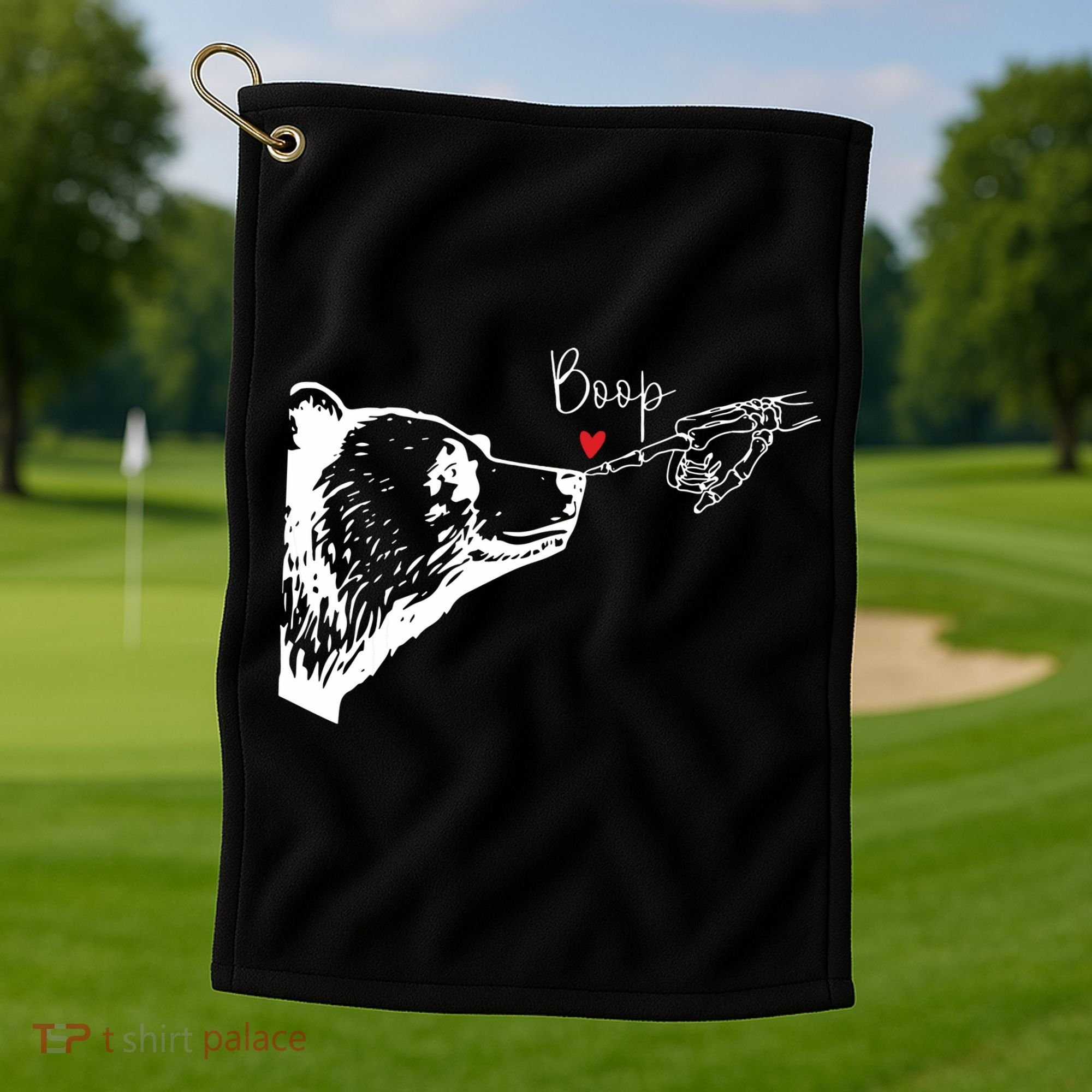 Bear Skeleton Boop Bear Funny Halloween Girl Golf Towel