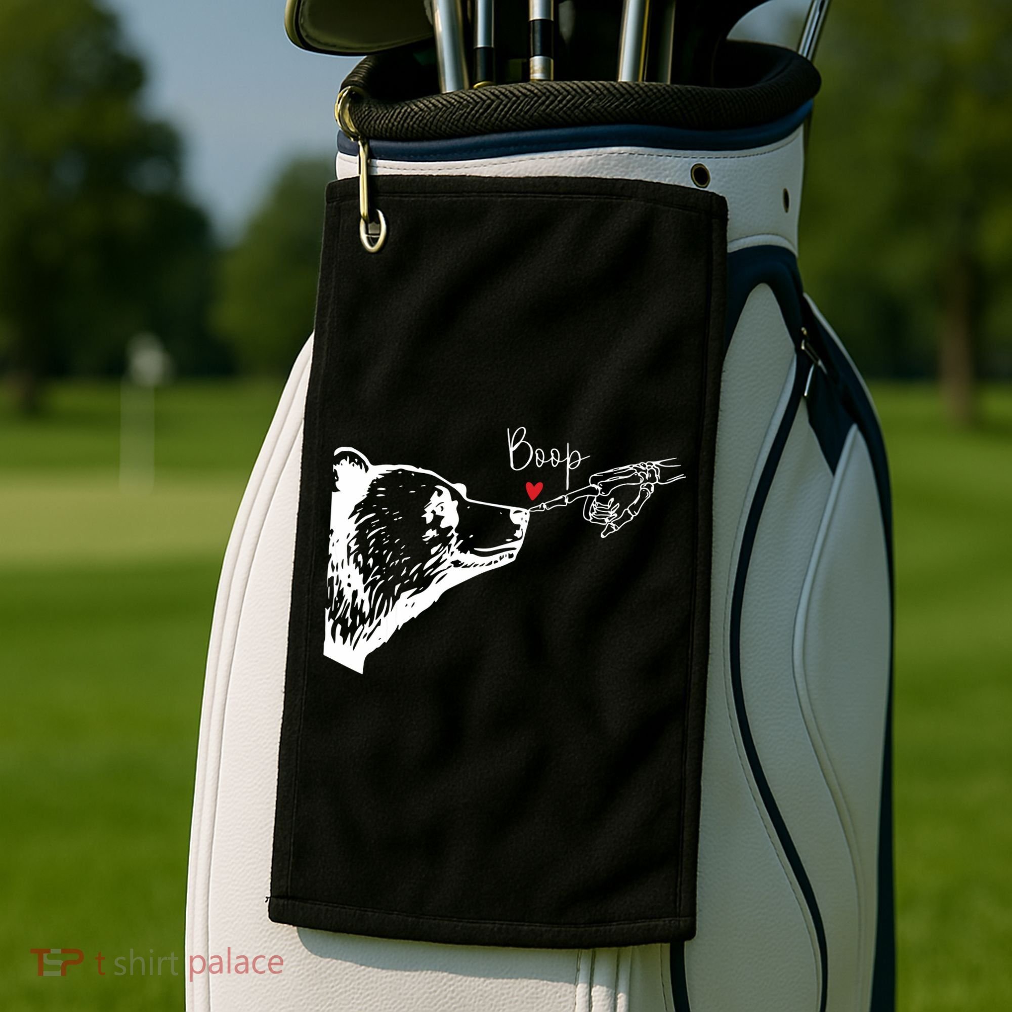 Bear Skeleton Boop Bear Funny Halloween Girl Golf Towel