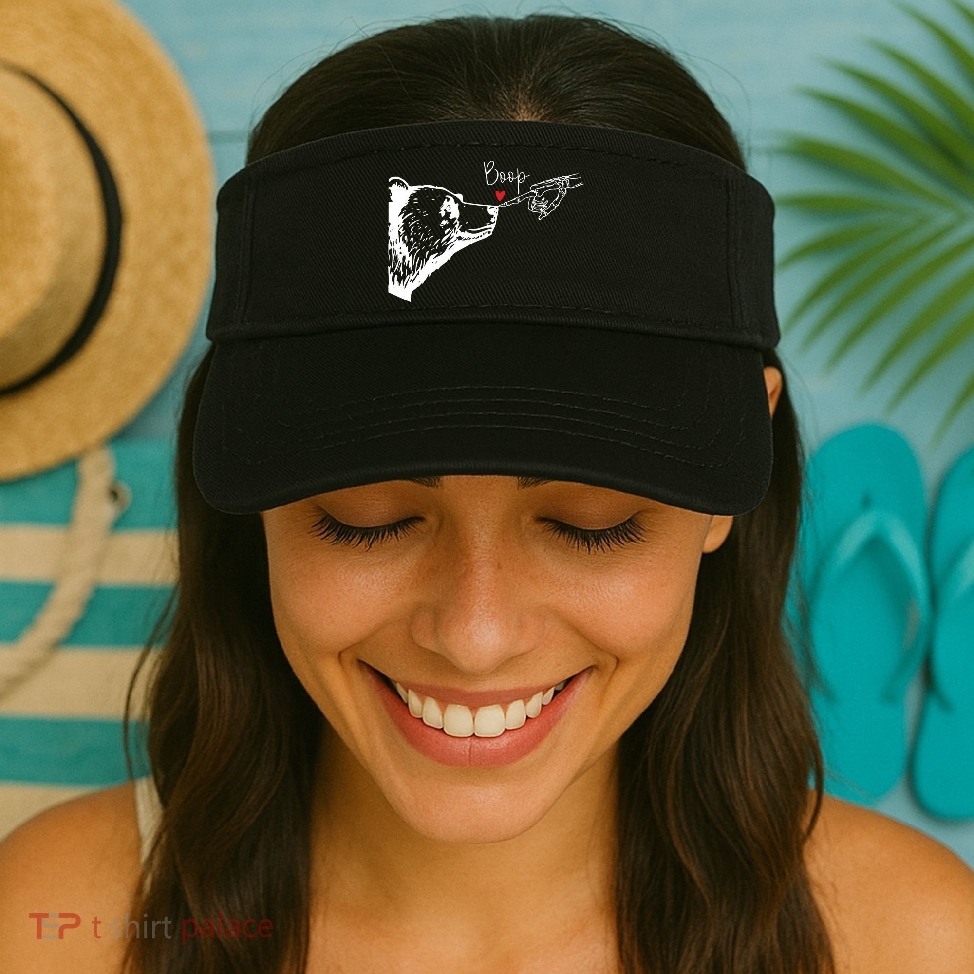 Bear Skeleton Boop Bear Funny Halloween Girl Visor
