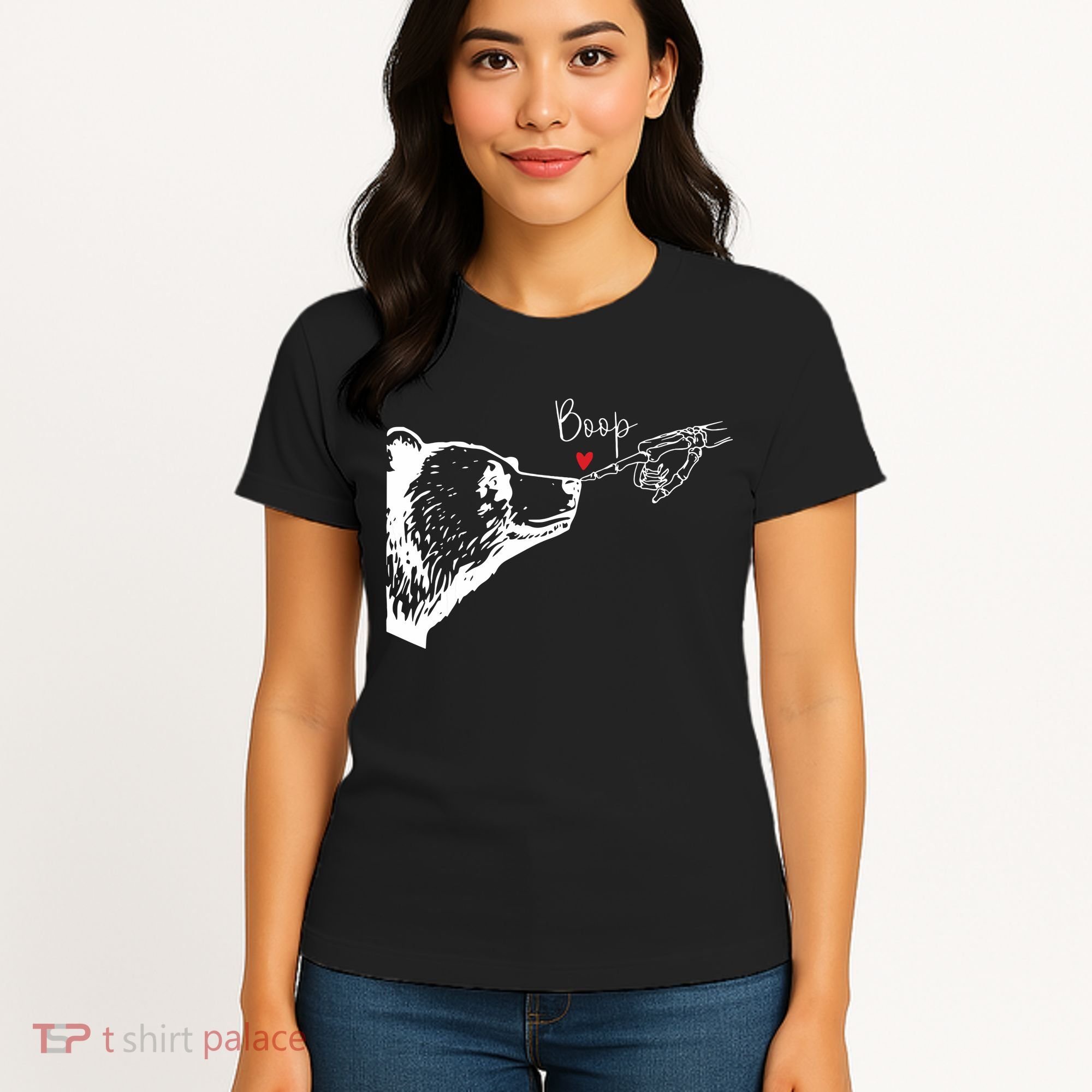 Bear Skeleton Boop Bear Funny Halloween Girl Women's T-Shirt
