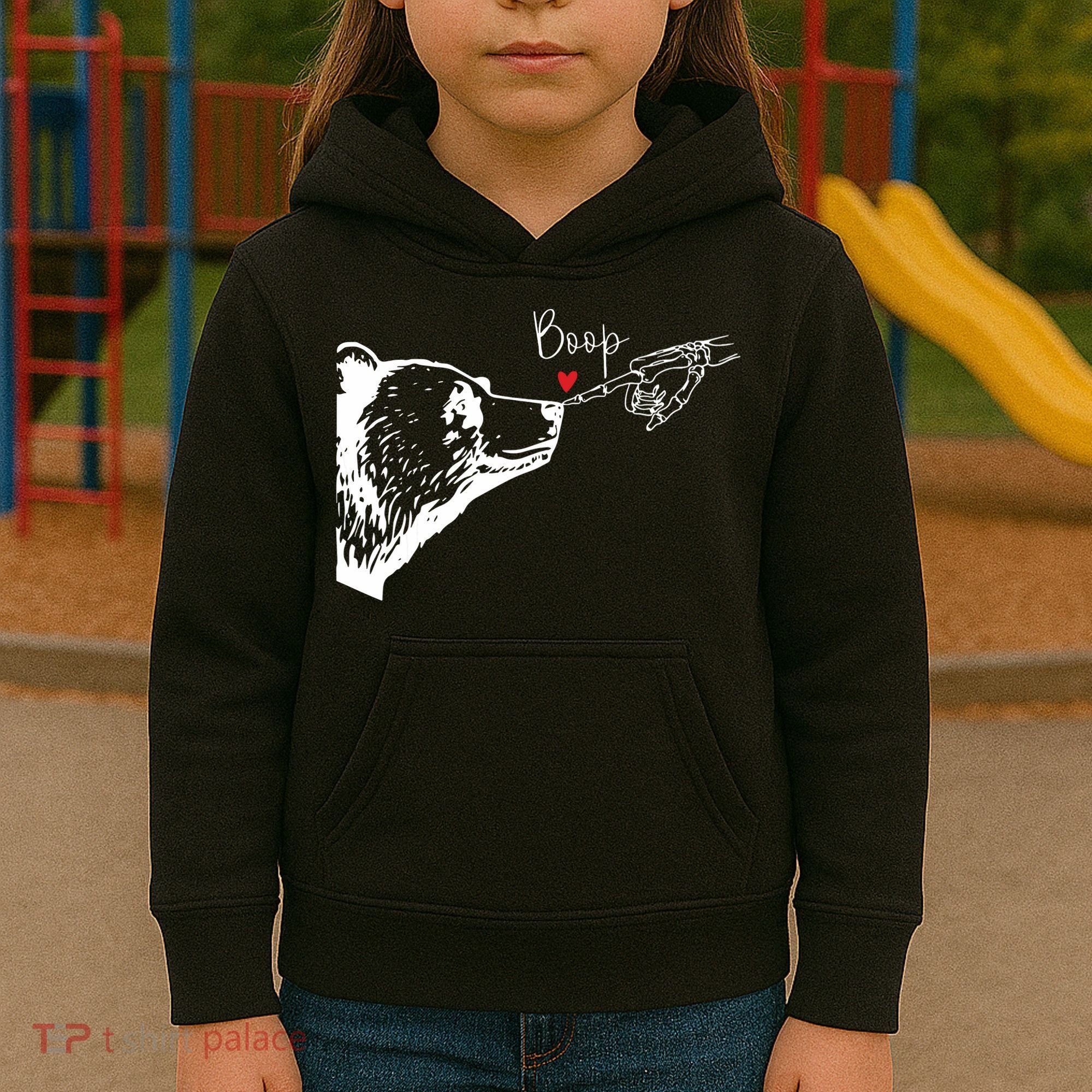 Bear Skeleton Boop Bear Funny Halloween Girl Kids Hoodie