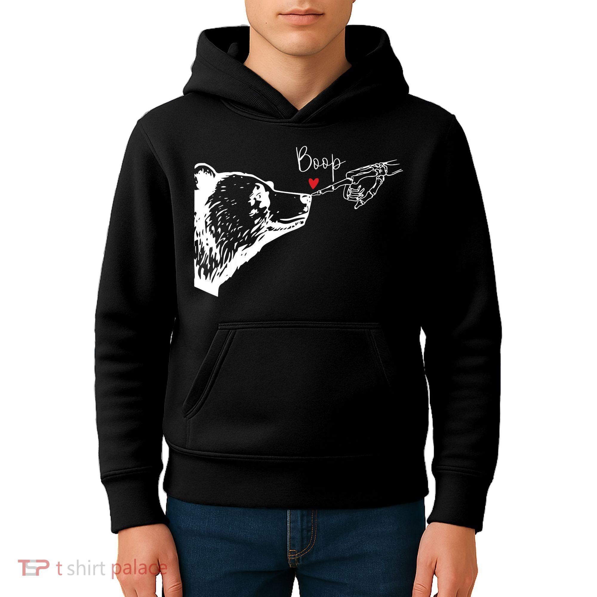 Bear Skeleton Boop Bear Funny Halloween Girl Kids Hoodie