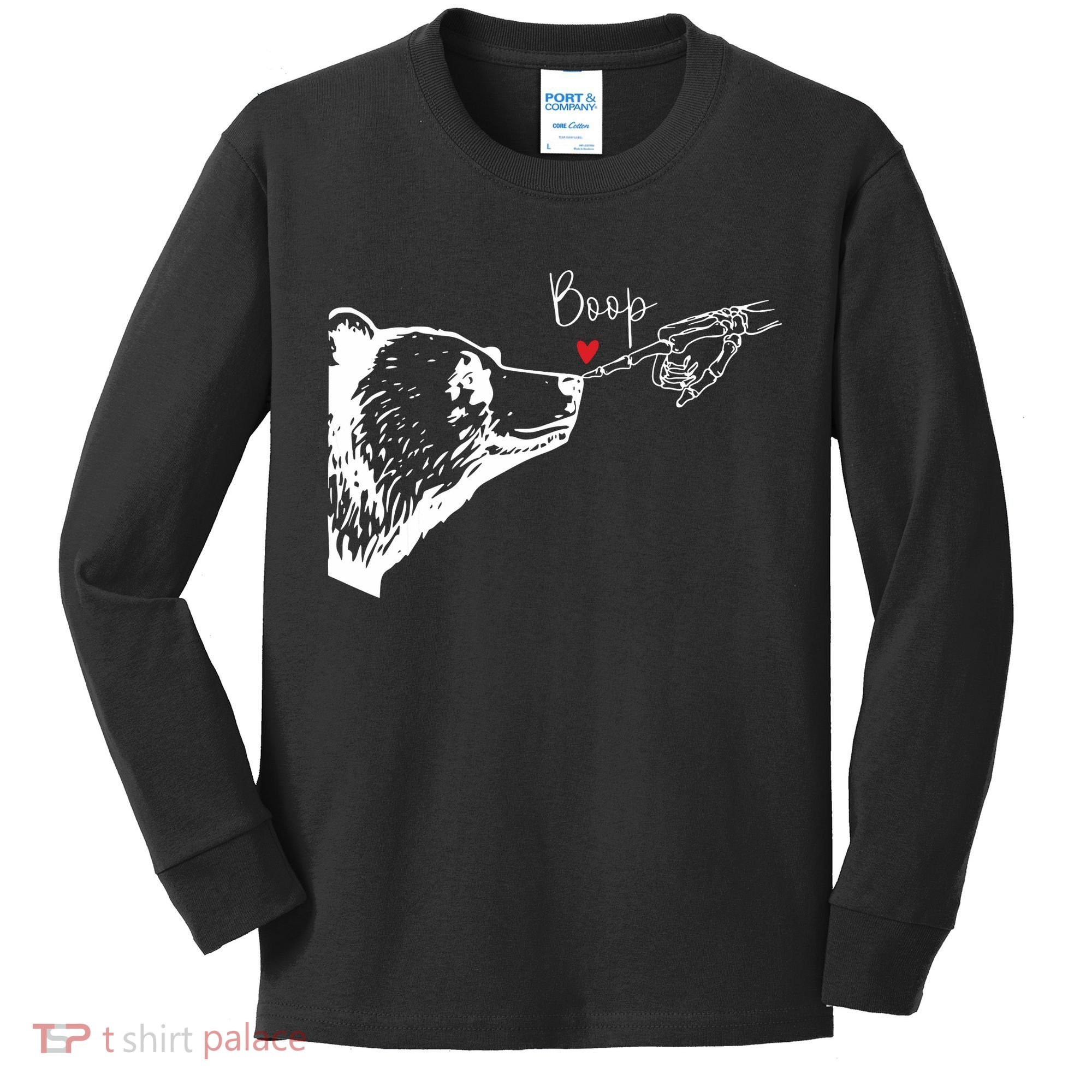 Bear Skeleton Boop Bear Funny Halloween Girl Kids Long Sleeve Shirt