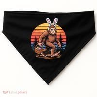 Bigfoot Sasquatch Bunny Easter Eggs Retro  USA-Made Doggie Bandana thumb 0