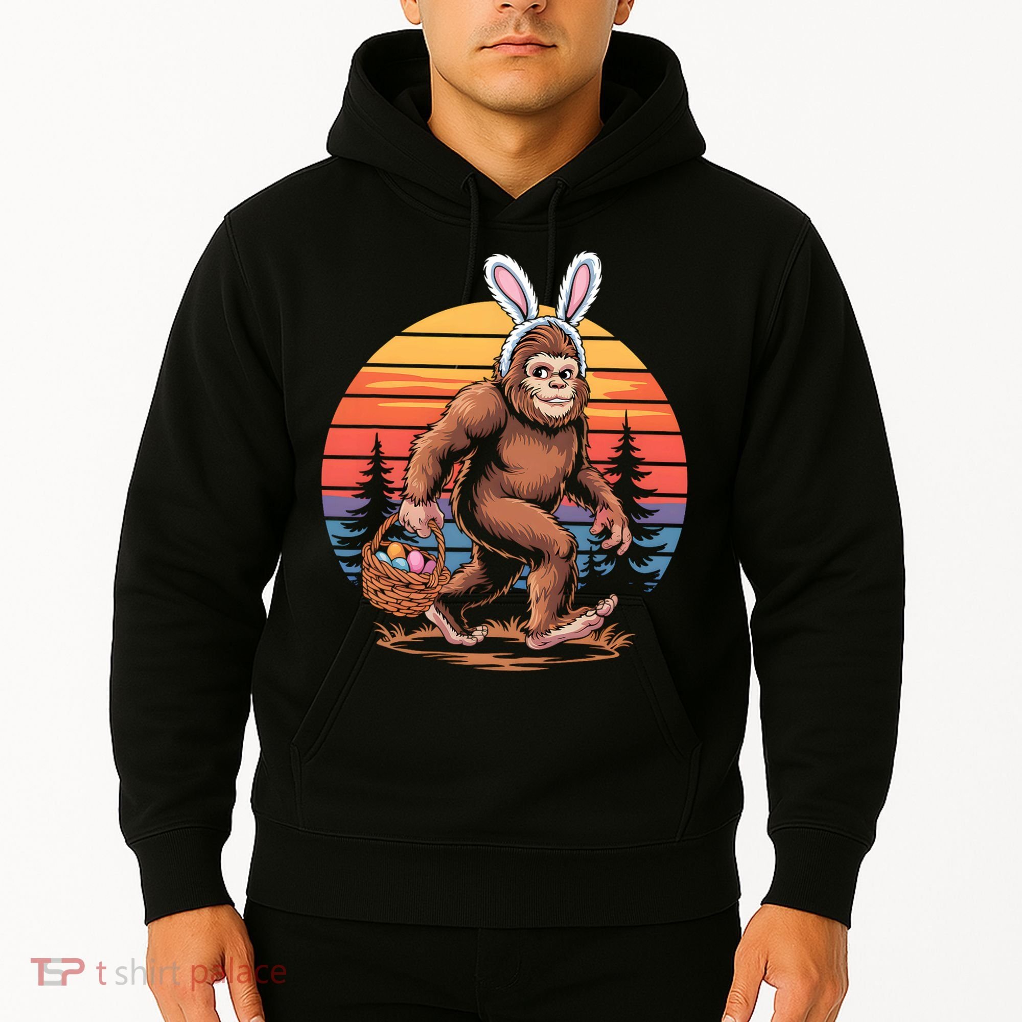 Bigfoot Sasquatch Bunny Easter Eggs Retro  Hoodie