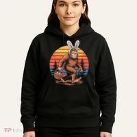 Bigfoot Sasquatch Bunny Easter Eggs Retro  Hoodie thumb 5