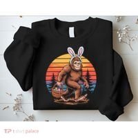 Bigfoot Sasquatch Bunny Easter Eggs Retro  Sweatshirt thumb 2