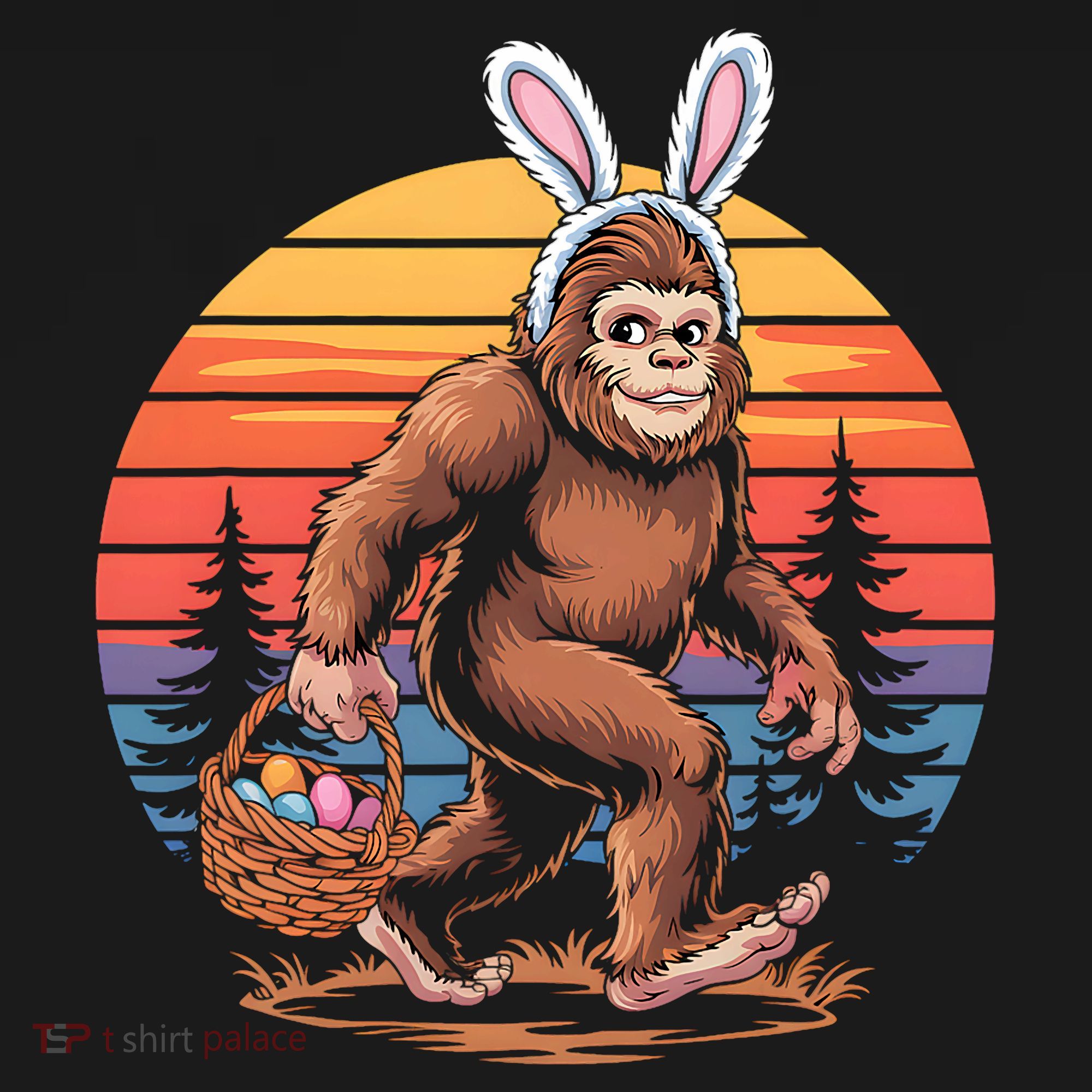 Bigfoot Sasquatch Bunny Easter Eggs Retro  Sweatshirt