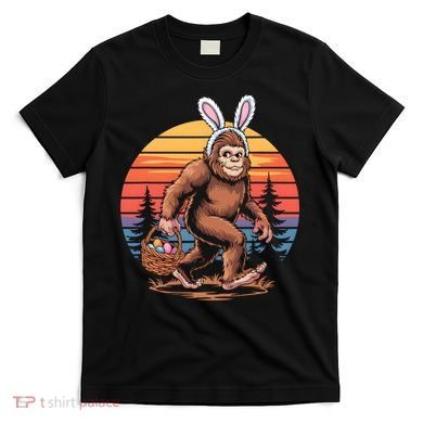 Bigfoot Sasquatch Bunny Easter Eggs Retro  T-Shirt