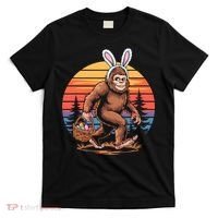 Bigfoot Sasquatch Bunny Easter Eggs Retro  T-Shirt thumb 0