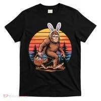 Bigfoot Sasquatch Bunny Easter Eggs Retro  T-Shirt thumb 0