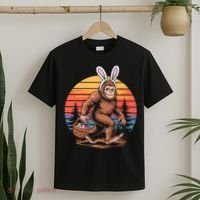 Bigfoot Sasquatch Bunny Easter Eggs Retro  T-Shirt thumb 2