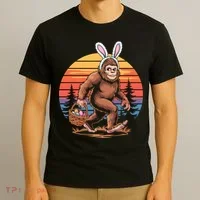 Bigfoot Sasquatch Bunny Easter Eggs Retro  T-Shirt thumb 3
