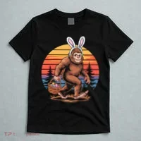 Bigfoot Sasquatch Bunny Easter Eggs Retro  T-Shirt thumb 5