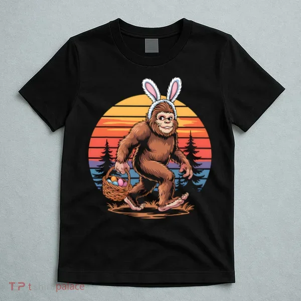 Bigfoot Sasquatch Bunny Easter Eggs Retro  T-Shirt