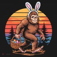 Bigfoot Sasquatch Bunny Easter Eggs Retro  T-Shirt thumb 7