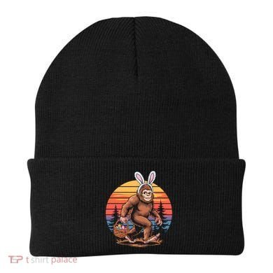 Bigfoot Sasquatch Bunny Easter Eggs Retro  Beanie