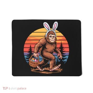 Bigfoot Sasquatch Bunny Easter Eggs Retro  Mousepad