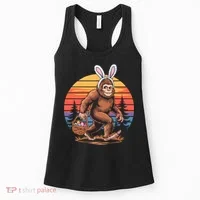 Bigfoot Sasquatch Bunny Easter Eggs Retro  Women's Tank Top thumb 0