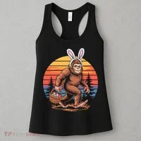 Bigfoot Sasquatch Bunny Easter Eggs Retro  Women's Tank Top thumb 3