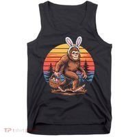 Bigfoot Sasquatch Bunny Easter Eggs Retro  Tank Top thumb 0