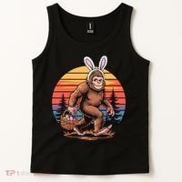 Bigfoot Sasquatch Bunny Easter Eggs Retro  Tank Top thumb 2