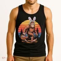 Bigfoot Sasquatch Bunny Easter Eggs Retro  Tank Top thumb 3