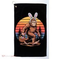 Bigfoot Sasquatch Bunny Easter Eggs Retro  Golf Towel thumb 0