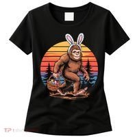 Bigfoot Sasquatch Bunny Easter Eggs Retro  Women's T-Shirt thumb 0